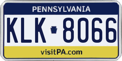 PA license plate KLK8066