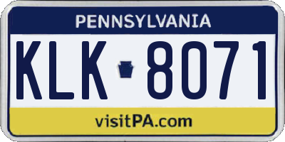 PA license plate KLK8071