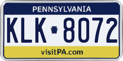 PA license plate KLK8072