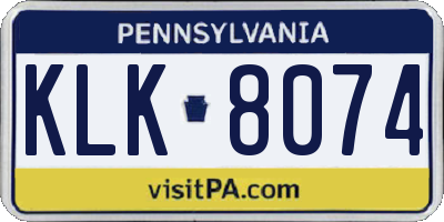 PA license plate KLK8074