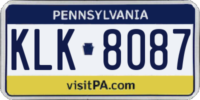 PA license plate KLK8087