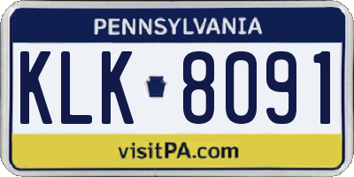 PA license plate KLK8091