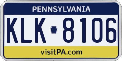 PA license plate KLK8106