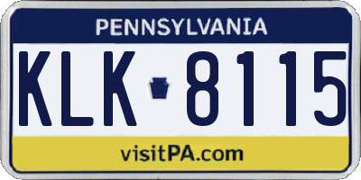 PA license plate KLK8115