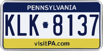 PA license plate KLK8137