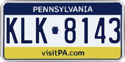 PA license plate KLK8143