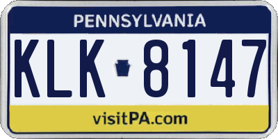 PA license plate KLK8147