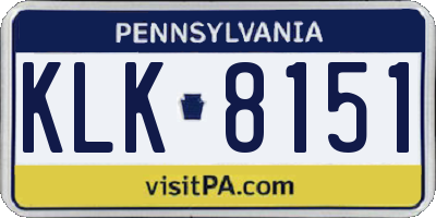 PA license plate KLK8151