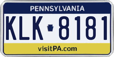 PA license plate KLK8181