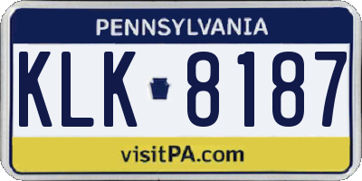PA license plate KLK8187