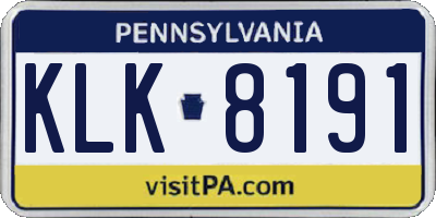 PA license plate KLK8191