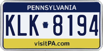 PA license plate KLK8194