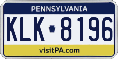 PA license plate KLK8196