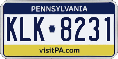 PA license plate KLK8231
