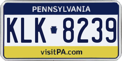 PA license plate KLK8239