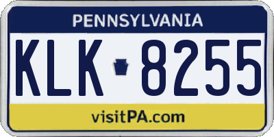 PA license plate KLK8255
