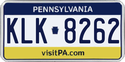 PA license plate KLK8262