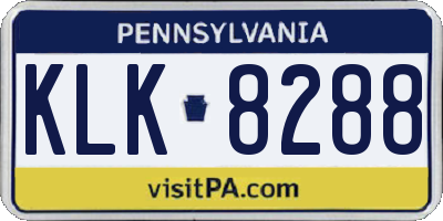 PA license plate KLK8288