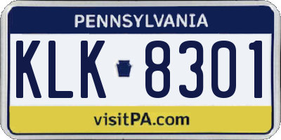 PA license plate KLK8301