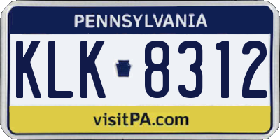 PA license plate KLK8312