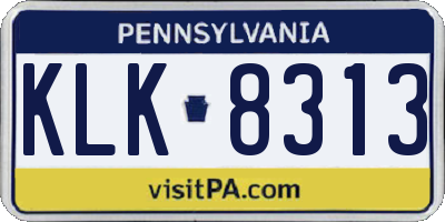 PA license plate KLK8313
