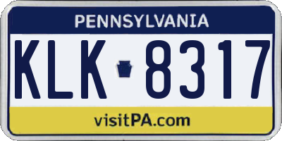 PA license plate KLK8317