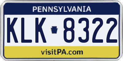 PA license plate KLK8322