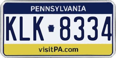 PA license plate KLK8334