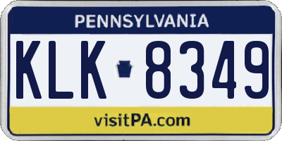 PA license plate KLK8349