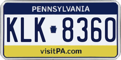 PA license plate KLK8360