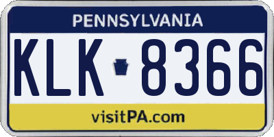 PA license plate KLK8366