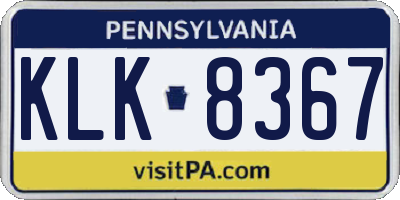 PA license plate KLK8367
