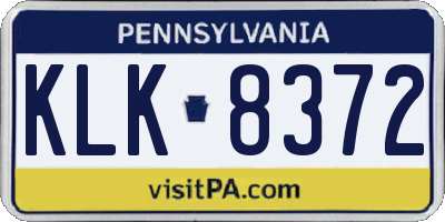 PA license plate KLK8372
