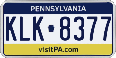PA license plate KLK8377