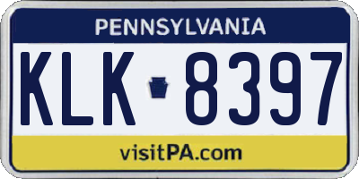 PA license plate KLK8397