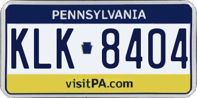 PA license plate KLK8404