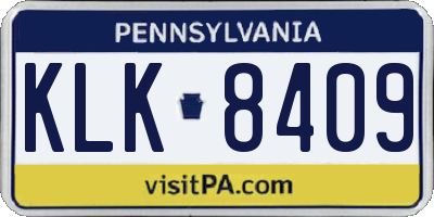 PA license plate KLK8409
