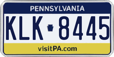 PA license plate KLK8445