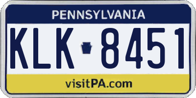 PA license plate KLK8451