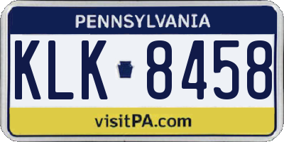 PA license plate KLK8458