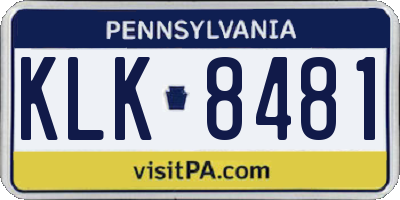 PA license plate KLK8481