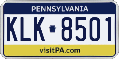 PA license plate KLK8501