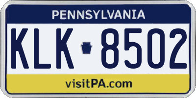 PA license plate KLK8502