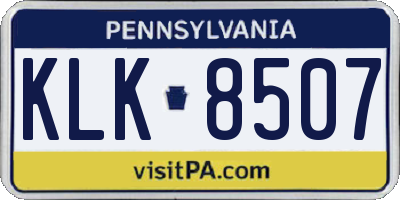 PA license plate KLK8507