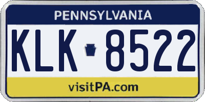 PA license plate KLK8522