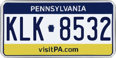 PA license plate KLK8532