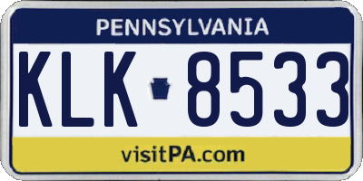 PA license plate KLK8533
