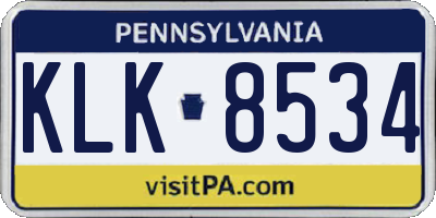 PA license plate KLK8534