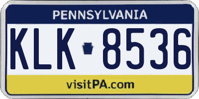 PA license plate KLK8536