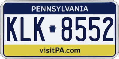 PA license plate KLK8552